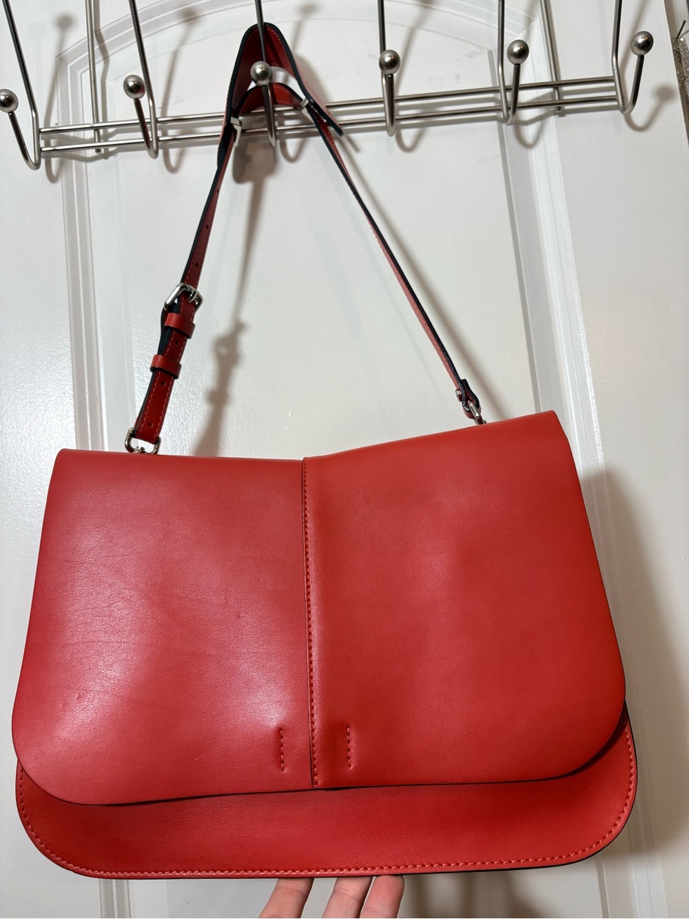 Gianni Chiarini Chloris Smooth Leather Flap Shoulder Bag - Rust Coral